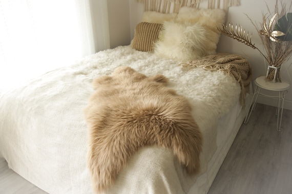Real Sheepskin Rug Shaggy Rug Chair Cover Sheepskin Throw Sheep Skin Champagne Sheepskin Home Decor Rugs #0Margot7