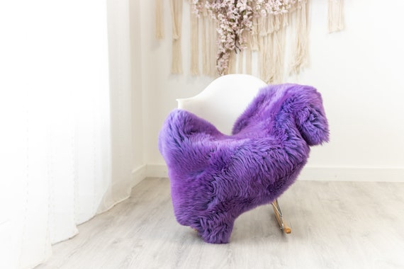 Genuine Natural Purple Sheepskin Rug Sheepskin Throw Scandinavian Style | Scandinavian Rug | Purple Sheepskin