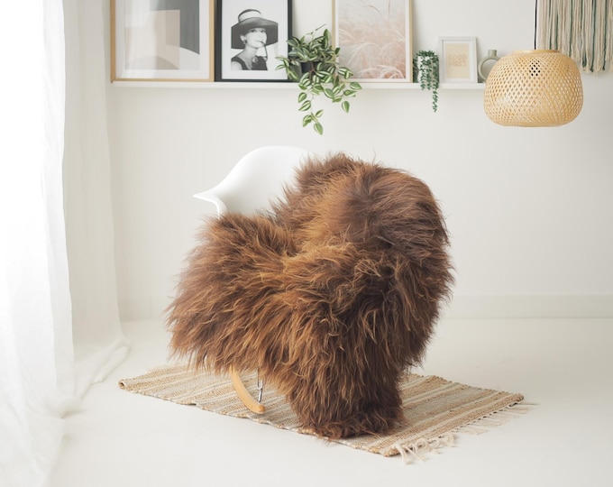 Real Icelandic Sheepskin Rug Scandinavian Home Decor Sofa Sheepskin throw Chair Cover Natural Sheep Skin Rugs Brown #IS203