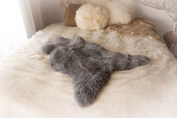 Real Sheepskin Rug Shaggy Rug Chair Cover Sheepskin Throw Sheep Skin Gray dyed Sheepskin Home Decor Rugs #KWAHER11