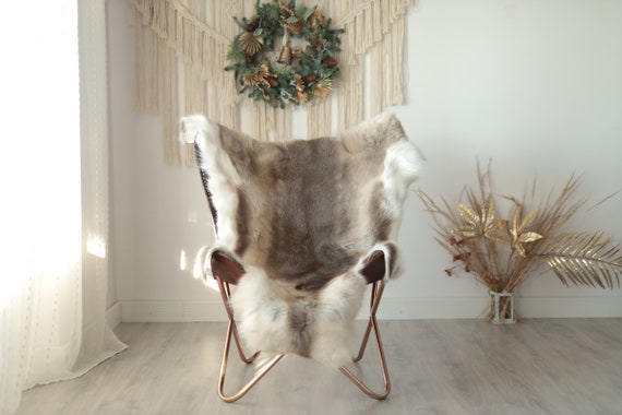 Reindeer Hide | Reindeer Rug | Reindeer Skin | Throw XXL EXTRA LARGE - Scandinavian Style Christmas Decor Brown White Hide #Wre21