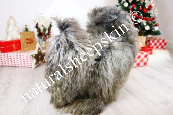 Genuine Rare Gotland Sheepskin Rug - Curly Fur Rug - Natural Sheepskin - Gray Sheepskin #CHRISTGOT6