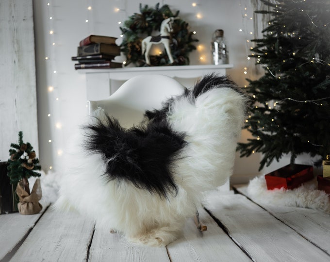 Real Icelandic Sheepskin Rug Scandinavian Decor Sofa Christmas Sheepskin throw Chair Cover Natural Sheep Skin Rugs White Black #Iceland567