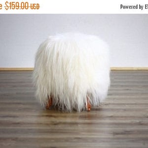 Exclusive Luxury Beautiful Unique Natural, Real icelandic Sheepskin Stool, bench, chair cover soft, long fur image 1