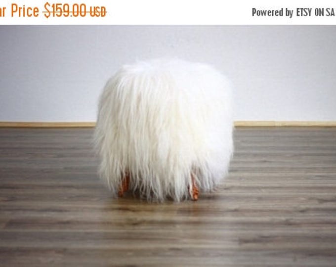 Exclusive Luxury Beautiful Unique Natural, Real icelandic Sheepskin Stool, bench, chair  cover soft, long fur