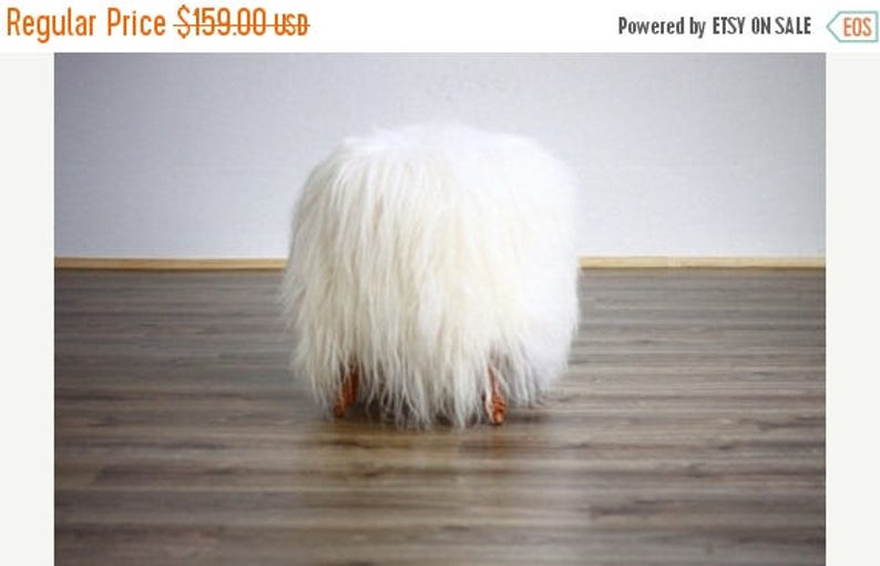 Exclusive Luxury Beautiful Unique Natural, Real icelandic Sheepskin Stool, bench, chair cover soft, long fur image 1