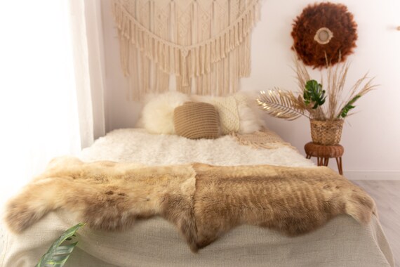 Double Sheepskin Rug Long rug Sheepskin Throw Chair Cover Runner Rug Carpet Brown White Sheepskin Sheep Skin Rug | POL2