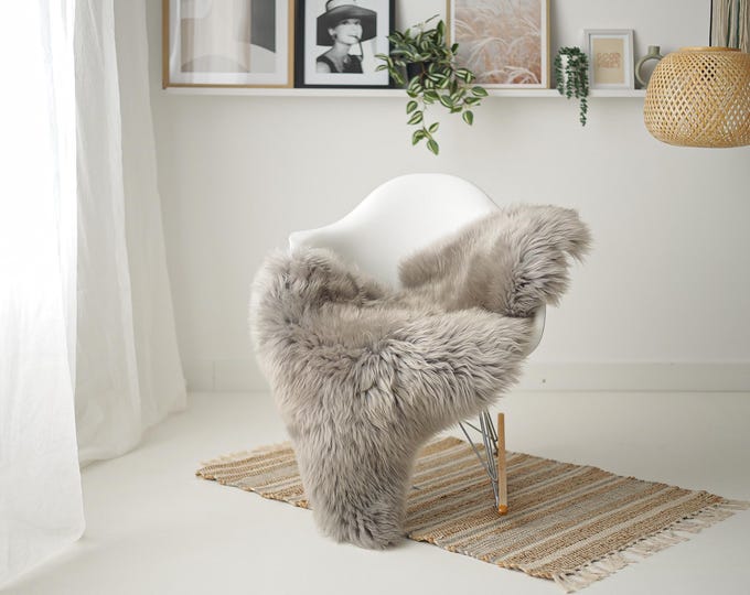 Real Sheepskin Rug Shaggy Rug Chair Cover Scandinavian Home Sheepskin Throw Sheep Skin Gray Sheepskin Home Decor Rugs #Mher163