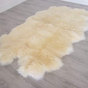 Genuine Natural creamy white Sheepskin Rug, Pelt, Giant Sheepskin throw Octo Deca image 2