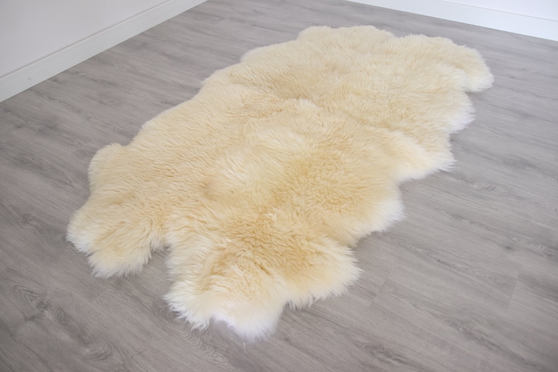 Genuine Natural creamy white Sheepskin Rug, Pelt, Giant Sheepskin throw Octo Deca image 2