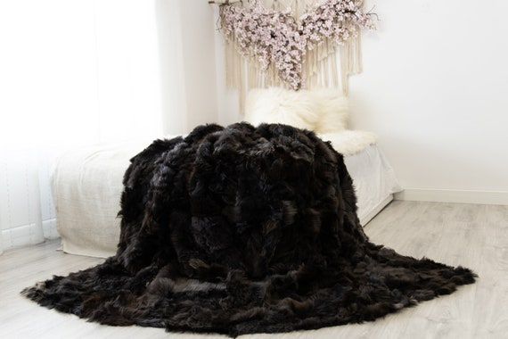 Luxurious Patchwork Toscana Sheepskin Real Fur Throw | Real Fur Blanket | Sheepskin throw | Sheepskin Blanket | Boho Throw |FuFu52