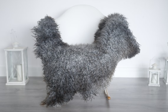 Real Sheepskin Rug Genuine Rare Gotland Sheepskin Rus - Curly Fur Rug Scandinavian Sheepvskin - Gray Sheepskin #1got6
