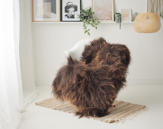 Real Icelandic Sheepskin Rug Scandinavian Home Decor Sofa Sheepskin throw Chair Cover Natural Sheep Skin Rugs Brown #IS199