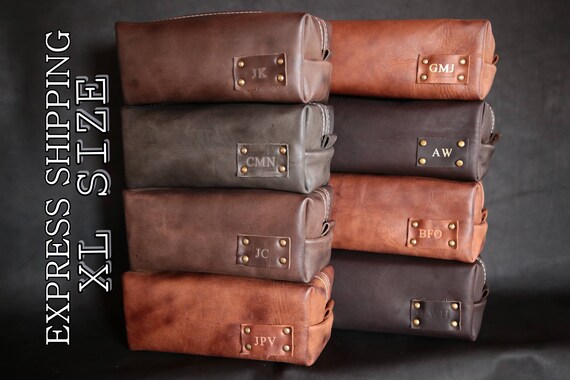 Men's Leather Toiletry Bag Case Dopp Kit Shaving Bag Ooak Set for Groomsmen Christmas gift for him men