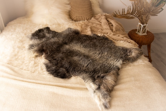 Real Sheepskin Rug Shaggy Rug Chair Cover Sheepskin Throw Sheep Skin Gray Sheepskin Home Decor Rugs Sheep skin Grey #Nugut16