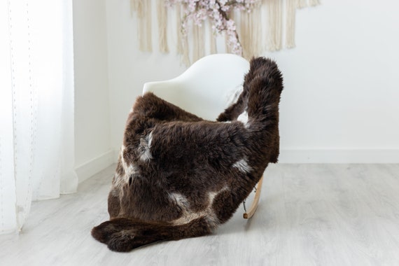 Real Sheepskin Rug Shaggy Rug Chair Cover Scandinavian Home Sheepskin Throw Sheep Skin Brown White Sheepskin Home Decor Rugs #herdwik230