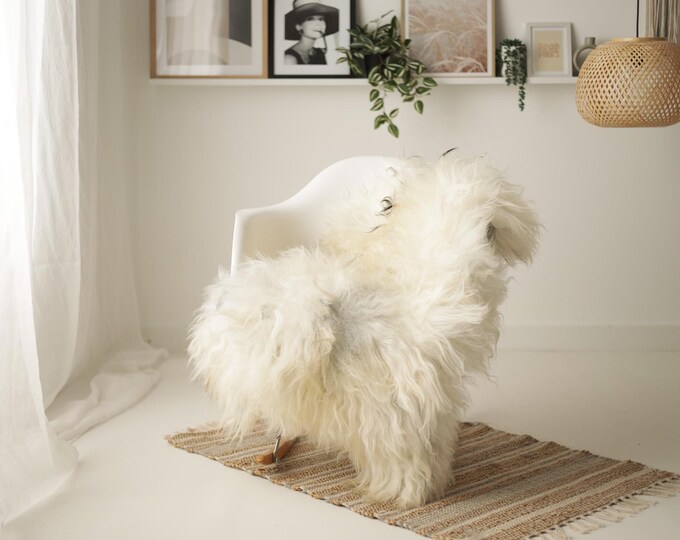 Real Icelandic Sheepskin Rug Scandinavian Decor Sofa Sheepskin throw Chair Cover Natural Sheep Skin Rugs Ivory Gray #IS263