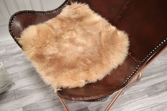 Champagne Stool Cover | Sheepskin Stool Cover | Chairl Cover | Furry Stool | Scandinavian Decor | Seat Pad | Chair Pad