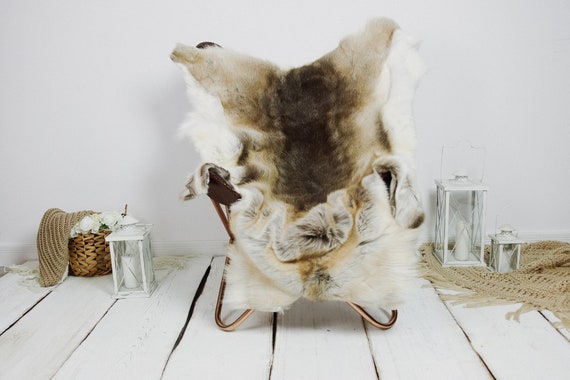Reindeer Hide | Reindeer Rug | Reindeer Skin | Throw XXL EXTRA LARGE - Scandinavian Style Christmas Decor Brown White Hide #Kre17