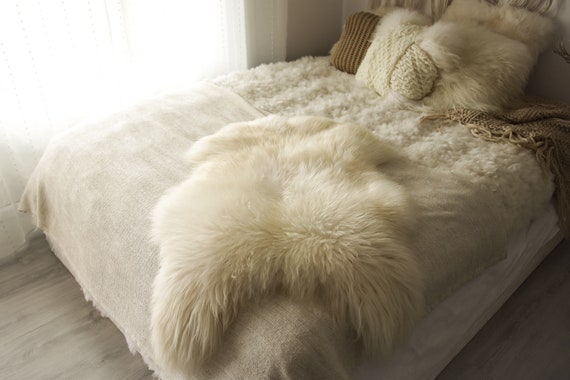 Real Icelandic Sheepskin Rug Scandinavian Decor Sofa Sheepskin throw Chair Cover Natural Sheep Skin Rugs White Fur Rug #Islbeau23