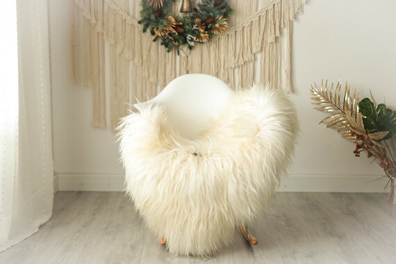 Real Icelandic Sheepskin Rug Scandinavian Decor Sofa Sheepskin throw Chair Cover Natural Sheep Skin Rugs Ivory Brown #Iceland73