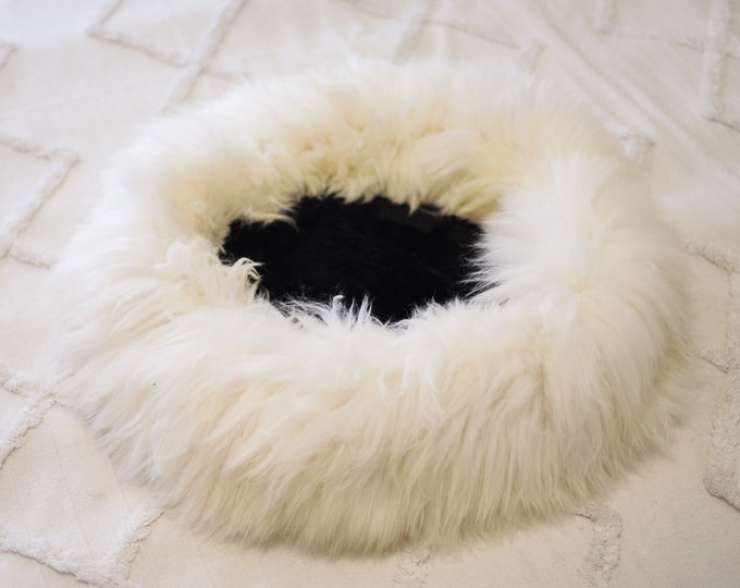 Sheepskin Cat Bed Or Dog Bed Cat Cave Unique Pet Bed Cat House Pet Furniture Hand Made With Genuine Real Sheepskin XXL Extra Large #BedWB