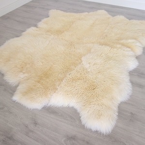 Genuine Natural creamy white Sheepskin Rug, Pelt, Giant Sheepskin throw Octo Deca image 7