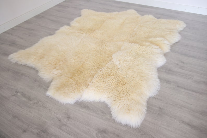 Genuine Natural creamy white Sheepskin Rug, Pelt, Giant Sheepskin throw Octo Deca image 7