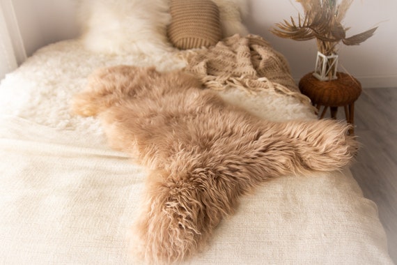 Real Sheepskin Rug Shaggy Rug Chair Cover Sheepskin Throw Sheep Skin Champagne Sheepskin Scandinavian Home Decor Rugs #Nuher30