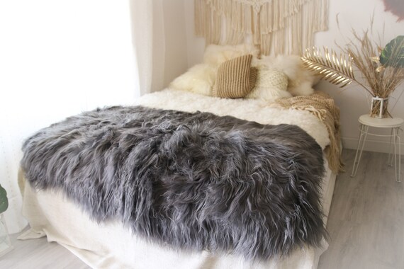 Quattro Sheepskin Rug | Large Sheepskin | Gray Sheepskin | Sheepskin Throw | Icelandic Sheepskin Rug | #Grayszyt