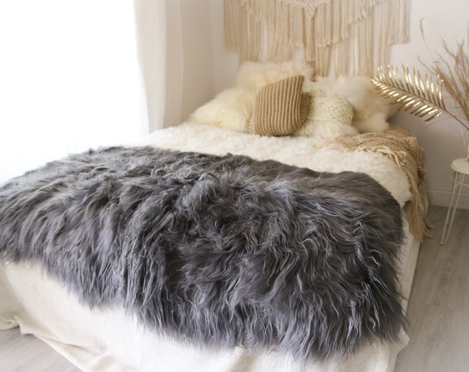 Quattro Sheepskin Rug | Large Sheepskin | Gray Sheepskin | Sheepskin Throw | Icelandic Sheepskin Rug | #Grayszyt