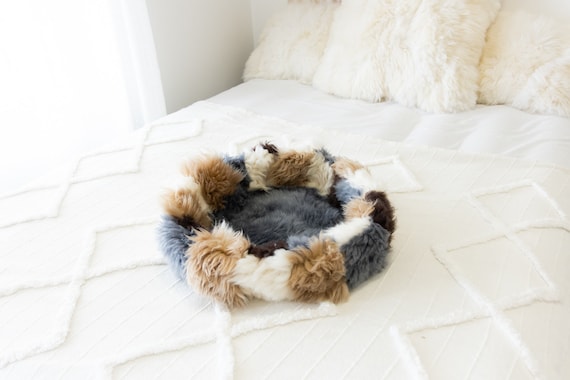 Sheepskin Cat Bed Or Dog Bed Cat Cave Unique Pet Bed Cat House Pet Furniture Hand Made With Genuine Real Sheepskin XXL Extra Large #Bed26