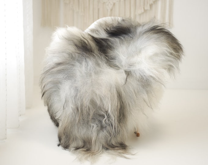 Real Icelandic Sheepskin Rug Scandinavian Decor Sofa Sheepskin throw Chair Cover Natural Sheep Skin Rugs Gray Black #Iceland1375