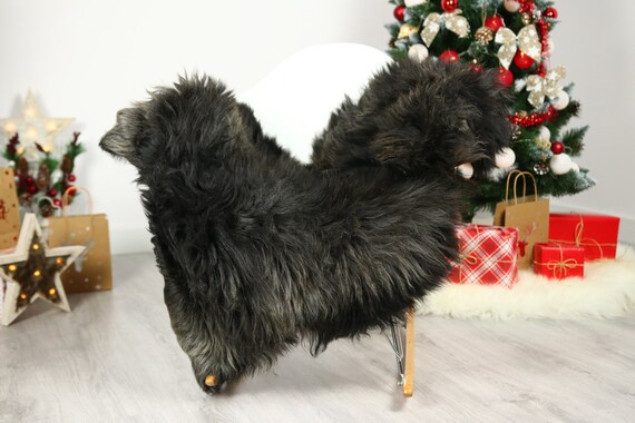 Organic Sheepskin Rug, Real Sheepskin Rug, Gute Sheepskin, Black Gray Sheepskin Rug Christmas Home #GUTCHRIS20