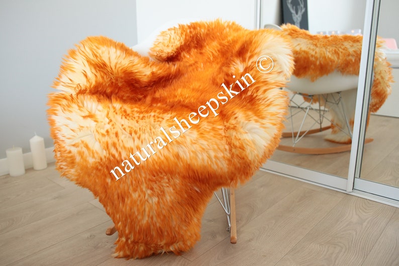 Genuine Natural Orange Sheepskin Rug Sheepskin Throw Etsy
