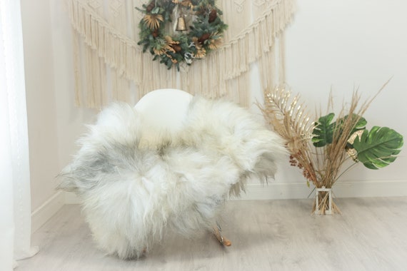 Real Icelandic Sheepskin Rug Scandinavian Decor Sofa Sheepskin throw Chair Cover Natural Sheep Skin Rugs Ivory Gray #Iceland104