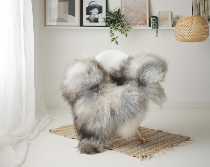 Real Icelandic Sheepskin Rug Scandinavian Decor Sofa Sheepskin throw Chair Cover Natural Sheep Skin Rugs Ivory Gray #IS239