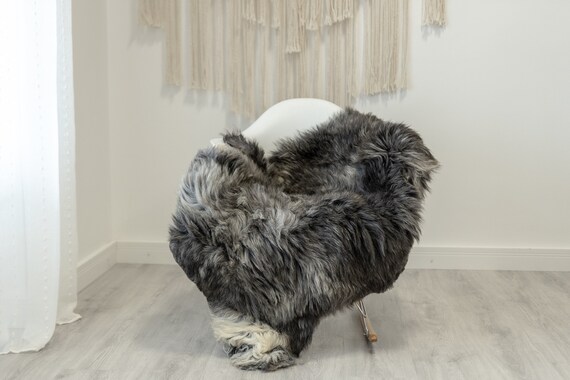 Real Sheepskin Rug Shaggy Rug Chair Cover Scandinavian Home Sheepskin Throw Sheep Skin Black Gray Sheepskin Home Decor Rugs #Gut77