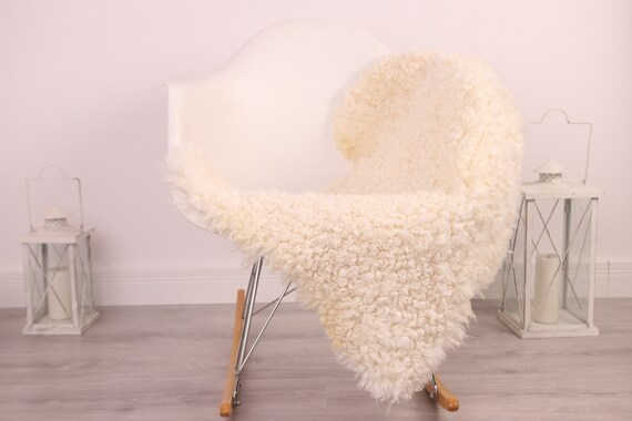 Real Sheepskin Rug Genuine Rare Gotland Sheepskin Rus - Curly Fur Rug Scandinavian Sheepvskin - White Sheepskin #4Margot26