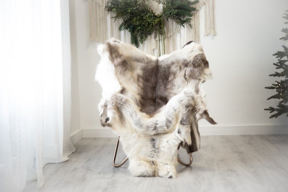 Reindeer Hide | Reindeer Rug | Reindeer Skin | Throw XXL EXTRA LARGE - Scandinavian Style Christmas Decor Brown White Hide #Reindeer91