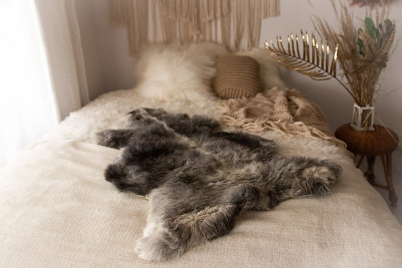 Real Sheepskin Rug Shaggy Rug Chair Cover Sheepskin Throw Sheep Skin Gray Sheepskin Home Decor Rugs Sheep skin Grey #Nugut1