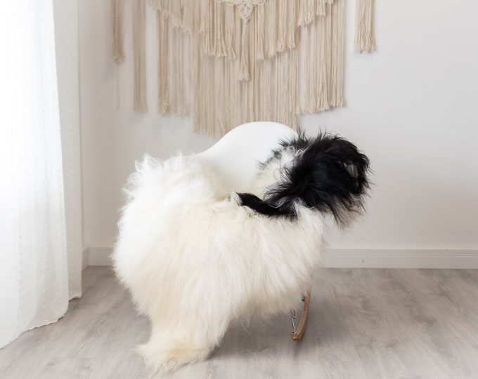 Real Icelandic Sheepskin Rug Scandinavian Home Decor Sofa Sheepskin throw Chair Cover Natural Sheep Skin Rugs Ivory Black #Iceland460