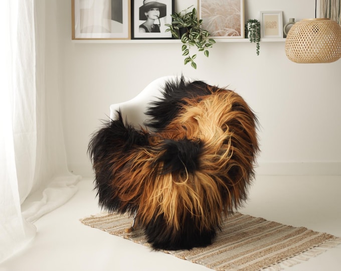 Real Icelandic Sheepskin Rug Scandinavian Decor Sofa Sheepskin throw Chair Cover Natural Sheep Skin Rugs Brown Black #IS260