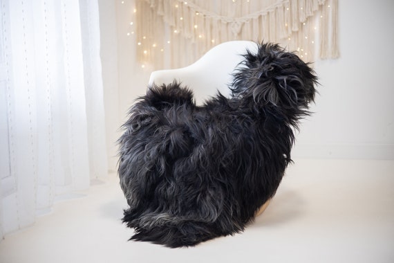 Real Icelandic Sheepskin Rug Scandinavian Decor Sofa Sheepskin throw Chair Cover Natural Sheep Skin Rugs Blanket Gray Black #Iceland665