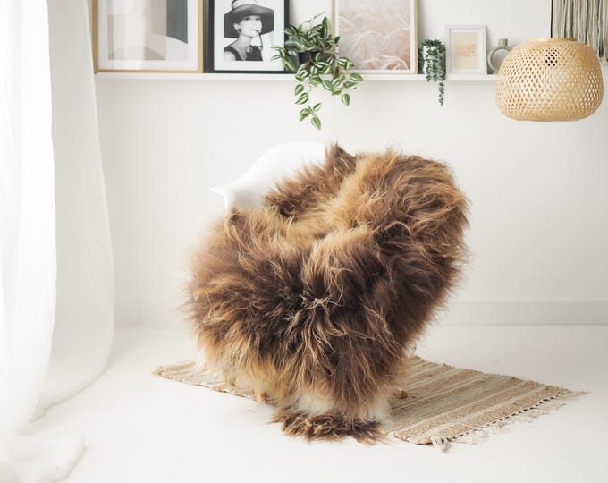 Real Icelandic Sheepskin Rug Scandinavian Home Decor Sofa Sheepskin throw Chair Cover Natural Sheep Skin Rugs Brown #IS179