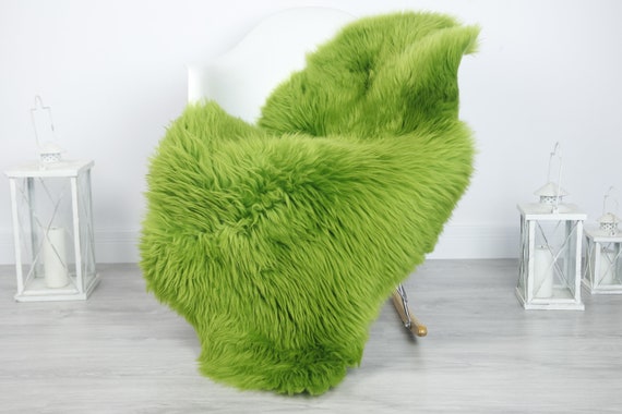 Real Sheepskin Rug Shaggy Rug Chair Cover Sheepskin Throw Sheep Skin Green Sheepskin Home Decor Rugs #7her18
