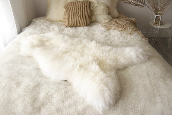 Christmas Collection - Real, Natural, Genuine Creamy White Sheepskin Rug Scandinavian Design - 3 SIZES!