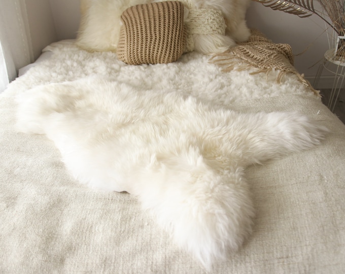 Christmas Collection - Real, Natural, Genuine Creamy White Sheepskin Rug Scandinavian Design - 3 SIZES!
