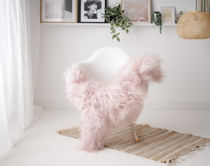 Real Icelandic Sheepskin Rug Scandinavian Decor Sofa Sheepskin throw Chair Cover Natural Sheep Skin Rugs Pink #IS3