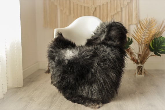 Real Icelandic Sheepskin Rug Scandinavian Decor Sofa Sheepskin throw Chair Cover Natural Sheep Skin Rugs Gray Black #Iceland23